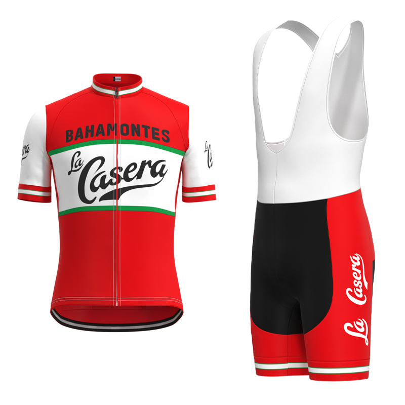 La Casera-Bahamontes Retro Cycling Jersey Short sleeve suit
