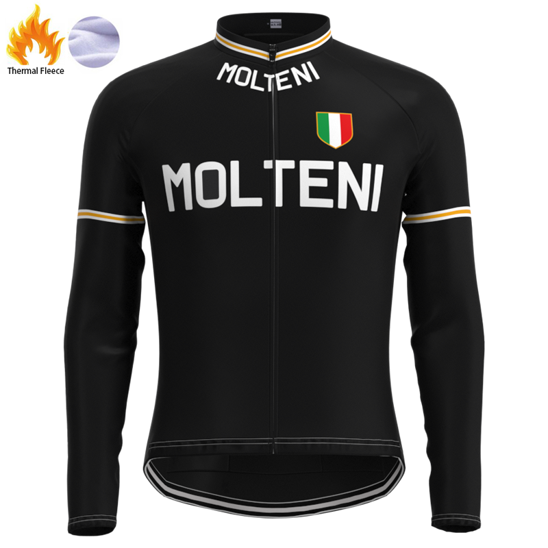 Molteni Black Retro Cycling Jersey Long sleeved suit