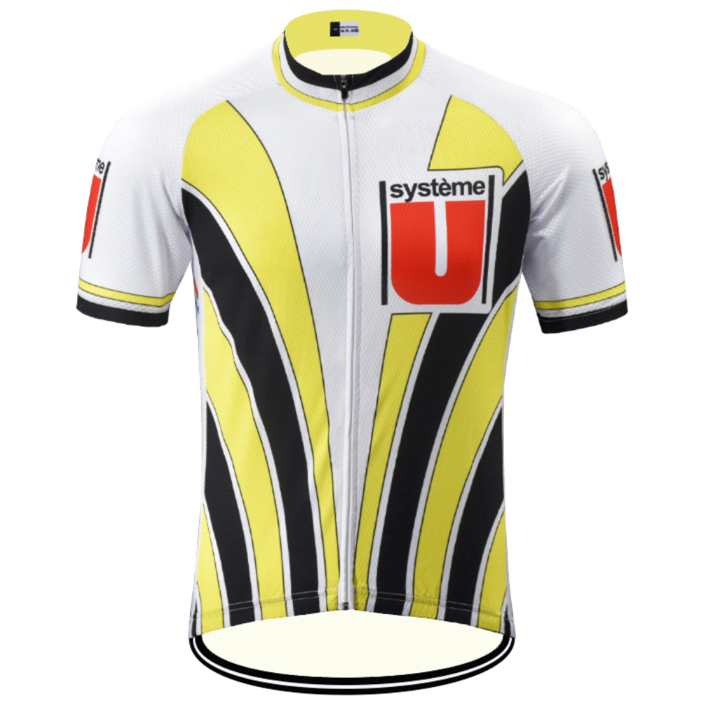 SYSTEME Yellow Retro Cycling Jersey Short sleeve