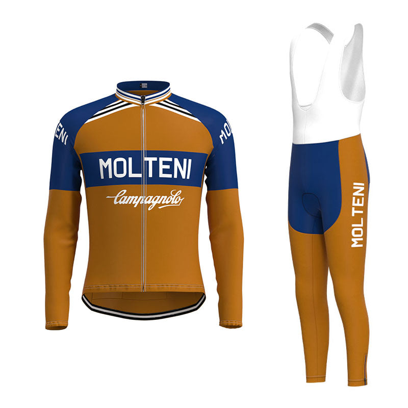 Molteni Brown Retro Cycling Jersey Long Set (With Fleece Option)