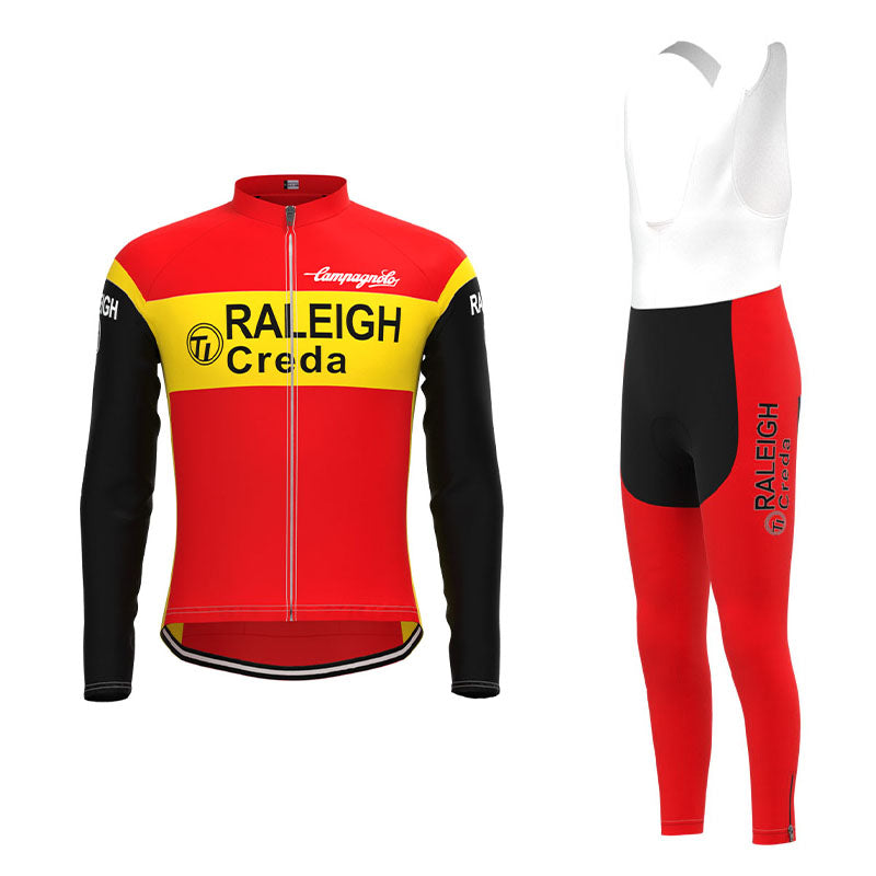 TI Raleigh Long Sleeve Retro Cycling Jersey Long Set (With Fleece Option)