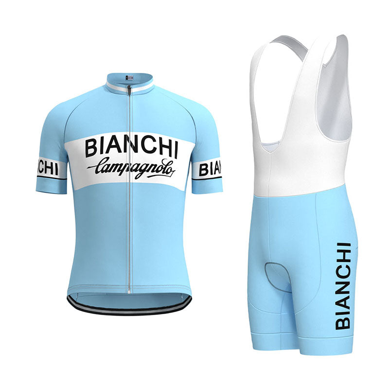 BIANCHI Blue Retro Cycling Jersey Short sleeve suit