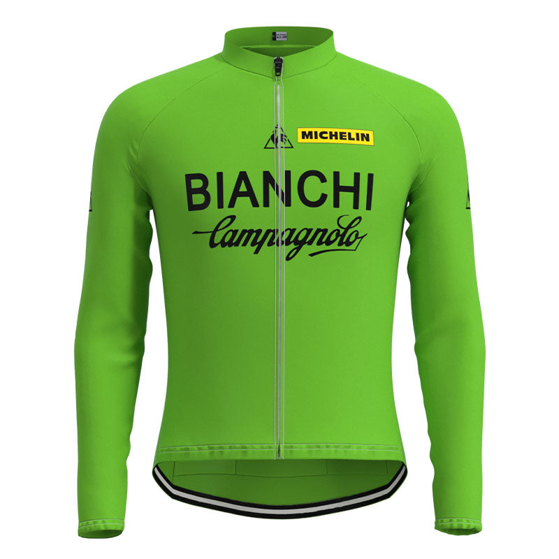 BIANCHI Green Retro Cycling Jersey Long sleeved suit