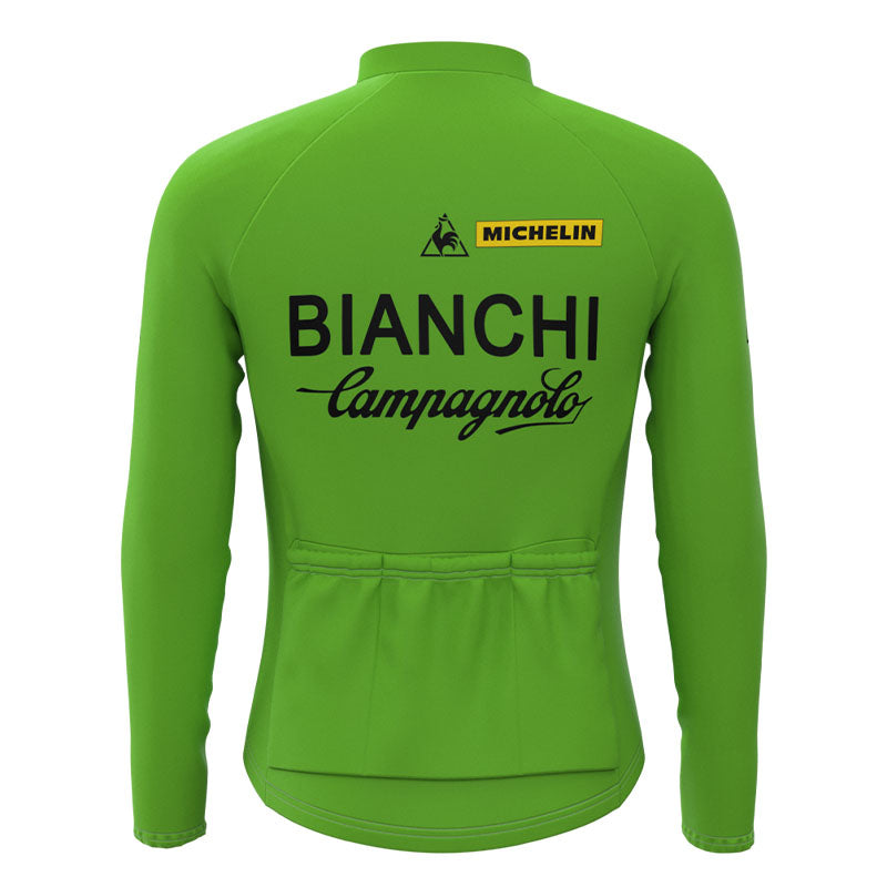 BIANCHI Green Retro Cycling Jersey Long sleeved suit