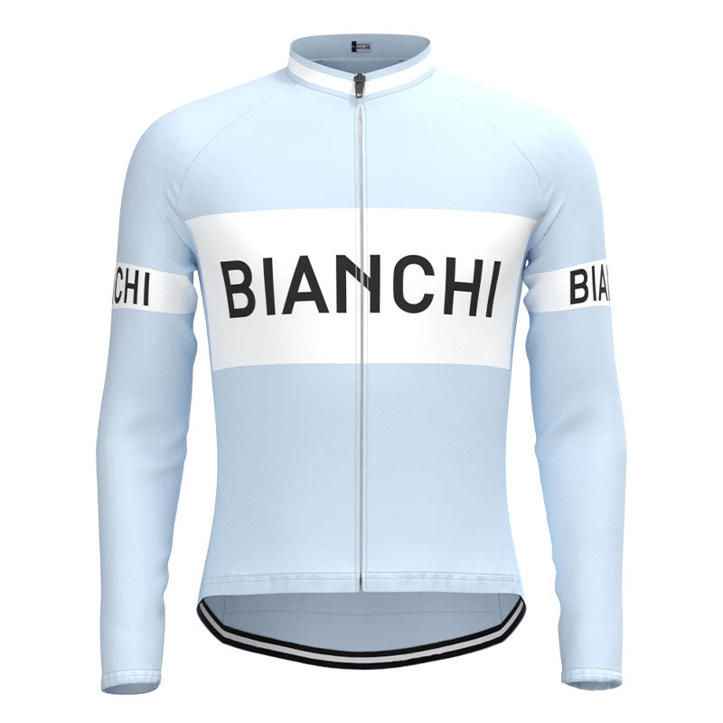 BIANCHI Grey blue Retro Cycling Jersey Long sleeved suit