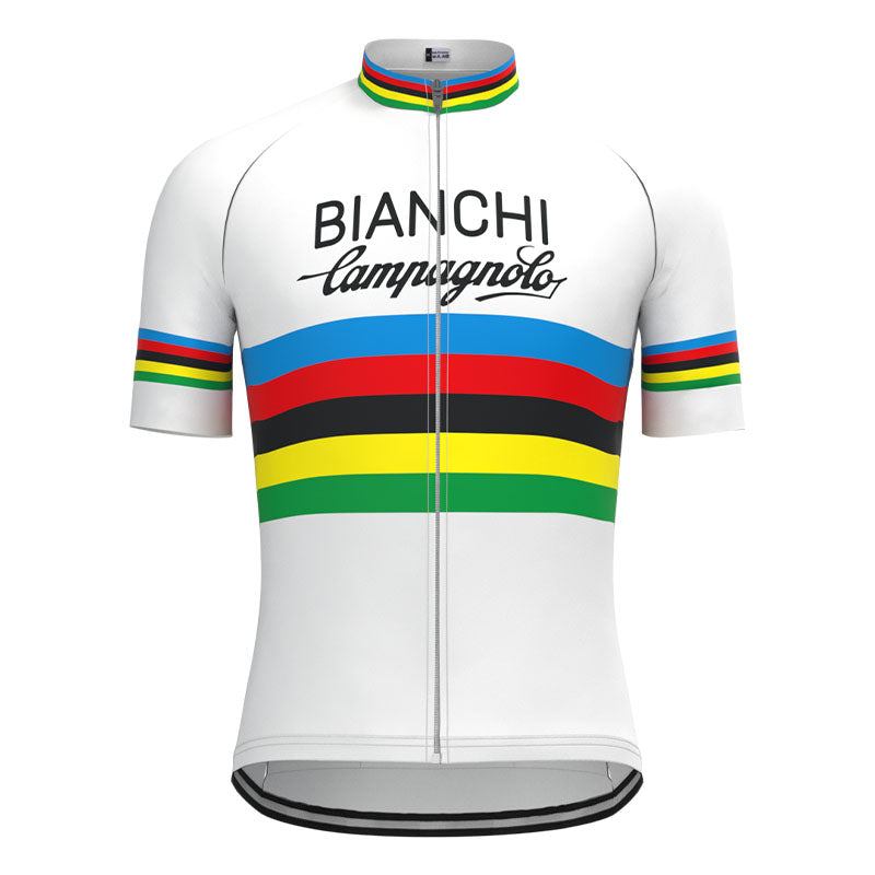 BIANCHI White Retro Cycling Jersey Short sleeve suit