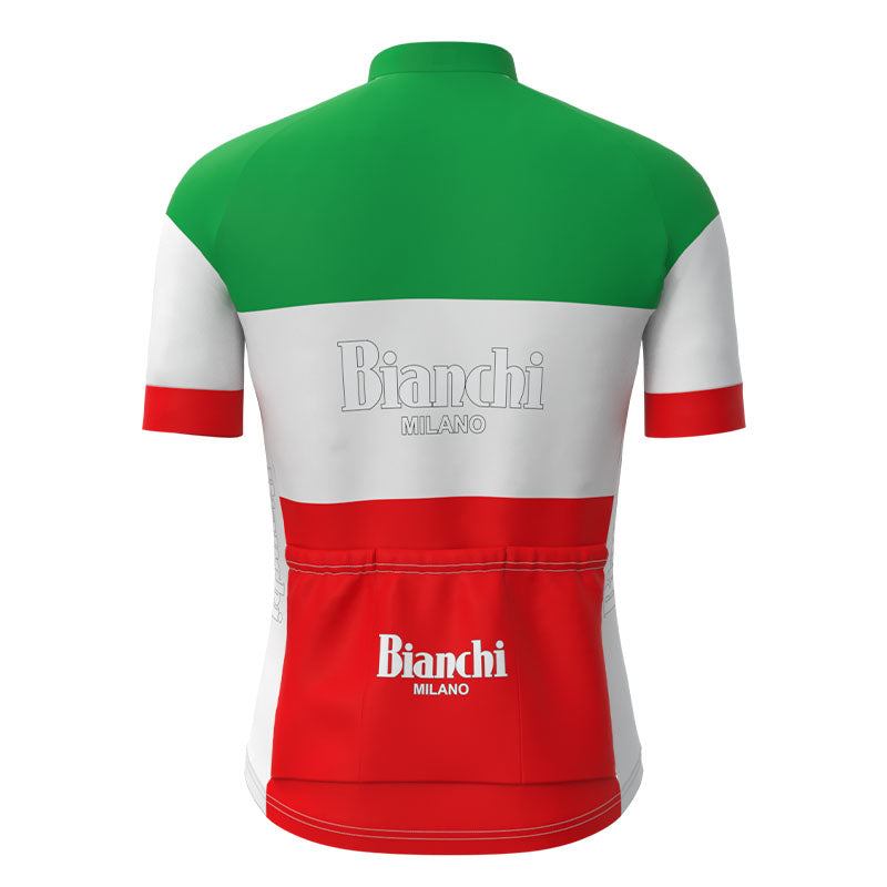 BIANCHI GREEN And Red Retro Cycling Jersey Short sleeve suit