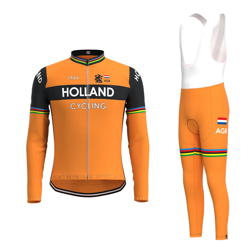 HOLLAND Cycling Team Retro Cycling Jersey Long Set (With Fleece Option)