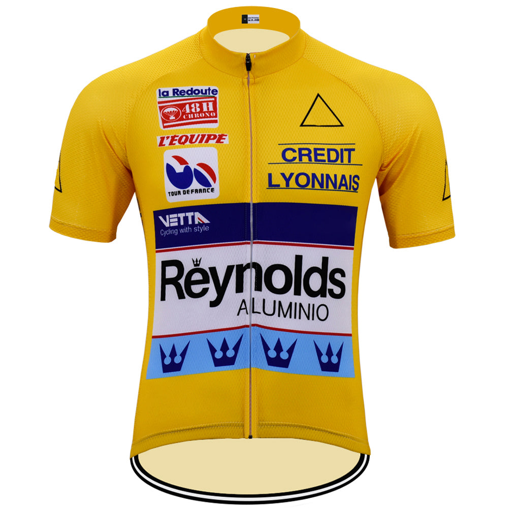 Reynolds Yellow Retro Cycling Jersey Short sleeve