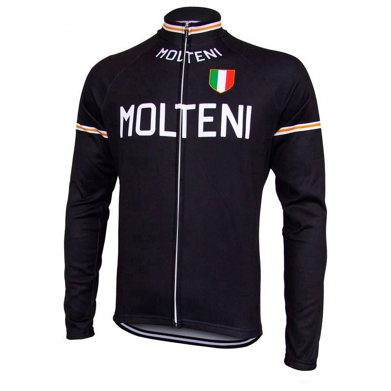 MOLTENI Black Retro Cycling Jersey long sleeve