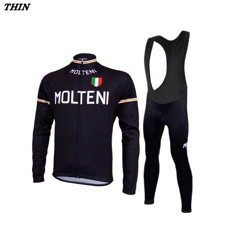 MOLTENI Black Retro Cycling Jersey Long sleeved suit