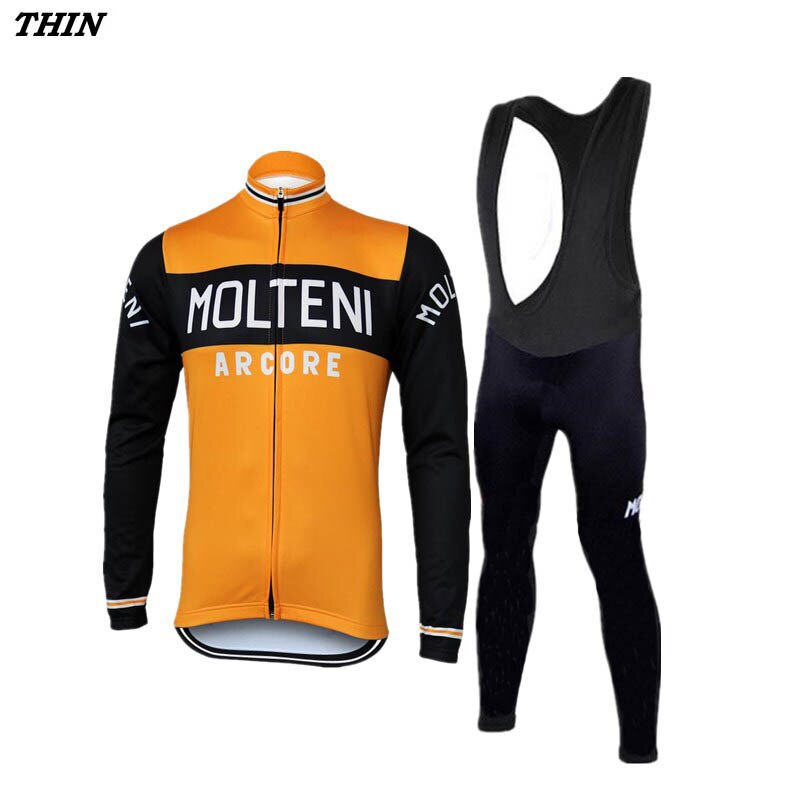 MOLTENI Yellow Retro Cycling Jersey Long sleeved suit