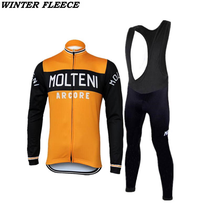 MOLTENI Yellow Retro Cycling Jersey Long sleeved suit