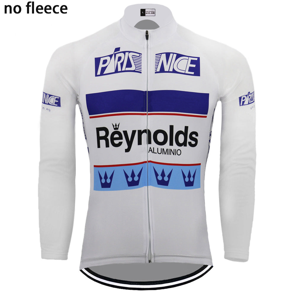 Reynolds White and Blue Retro Cycling Jersey long sleeve