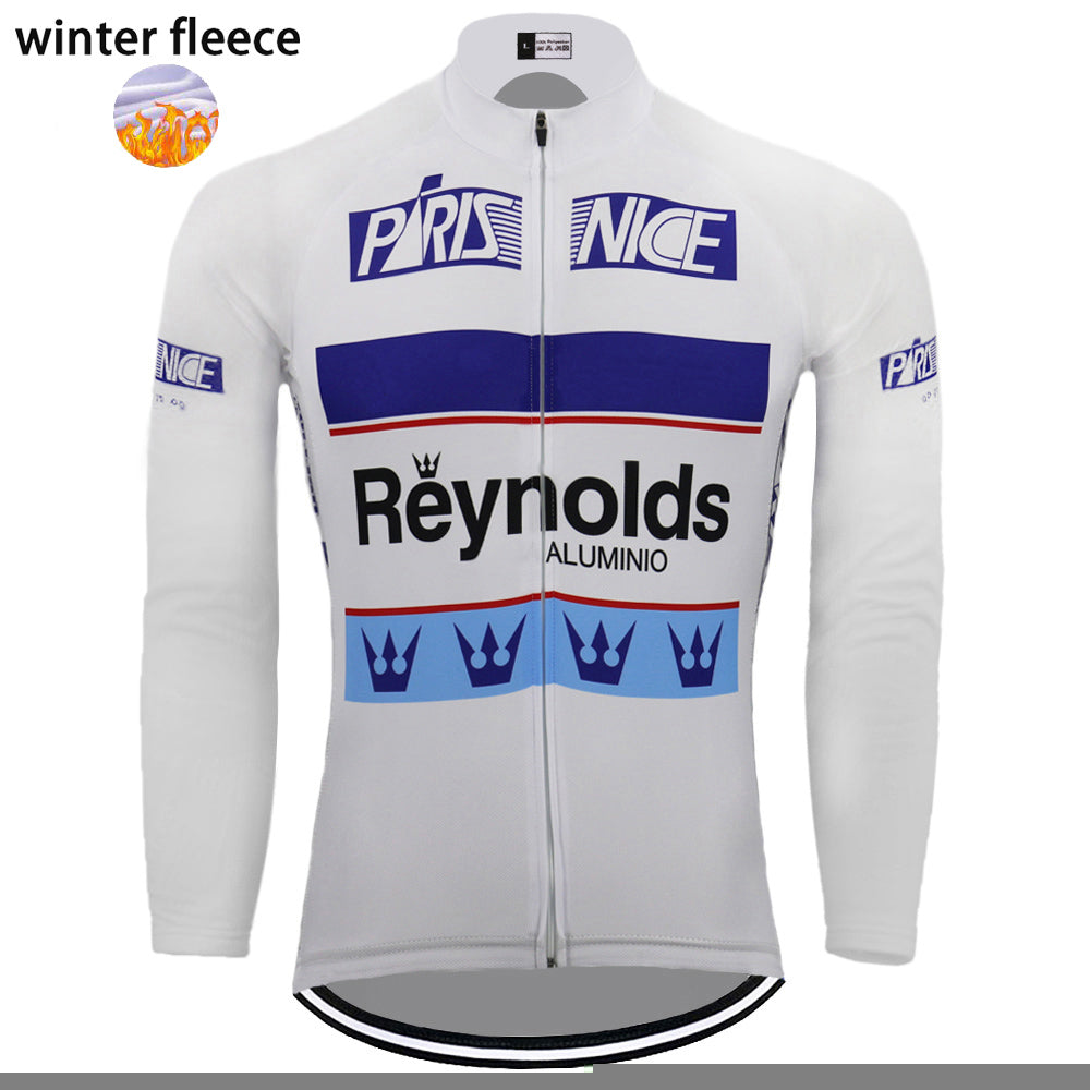 Reynolds White and Blue Retro Cycling Jersey long sleeve
