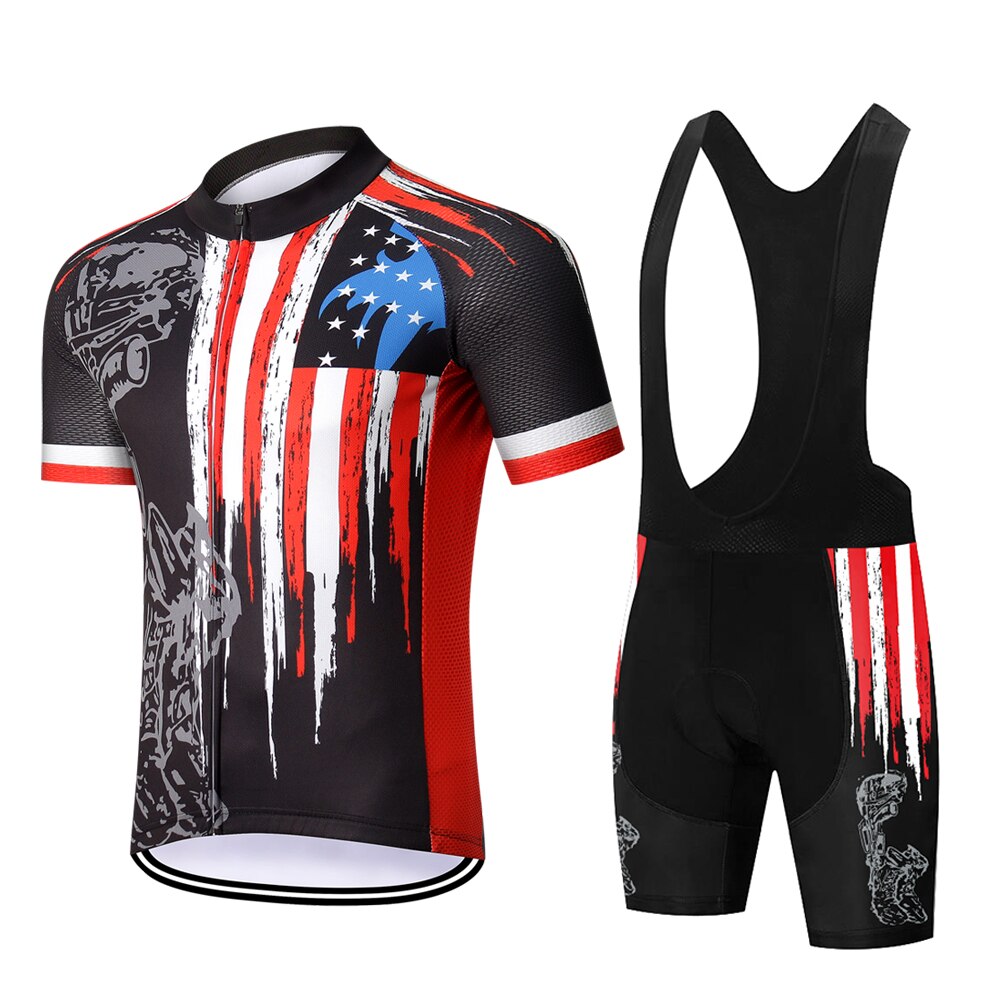 USA Statue of Liberty Retro Cycling Jersey Short sleeved suit